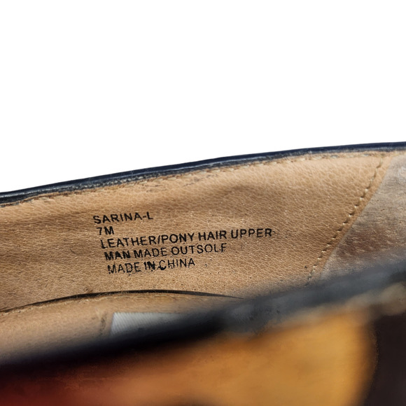 Steve Madden Shoes Womens 7 Brown Black Cheetah Leather Pony Hair Block Heels - Picture 11 of 11